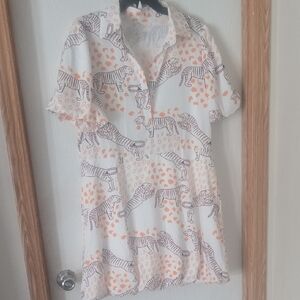 White and Orange Leopard Print Dress